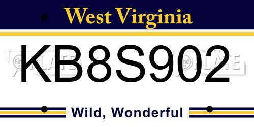 KB8S902 West Virginia License Plate