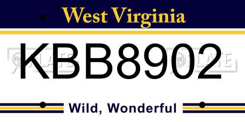 KBB8902 West Virginia License Plate