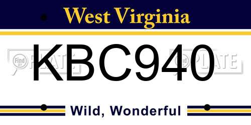 KBC940 West Virginia License Plate