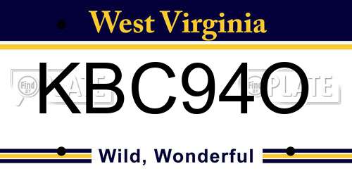 KBC94O West Virginia License Plate