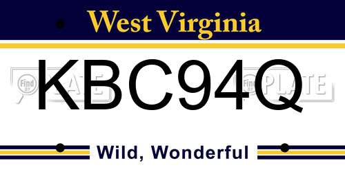 KBC94Q West Virginia License Plate