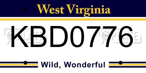 KBD0776 West Virginia License Plate