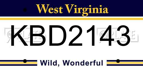 KBD2143 West Virginia License Plate