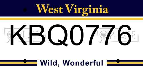 KBQ0776 West Virginia License Plate