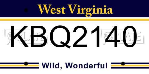 KBQ2140 West Virginia License Plate