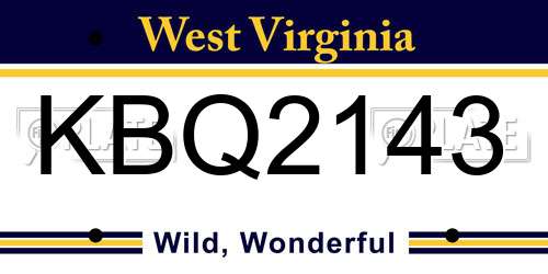 KBQ2143 West Virginia License Plate