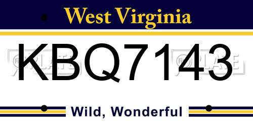 KBQ7143 West Virginia License Plate