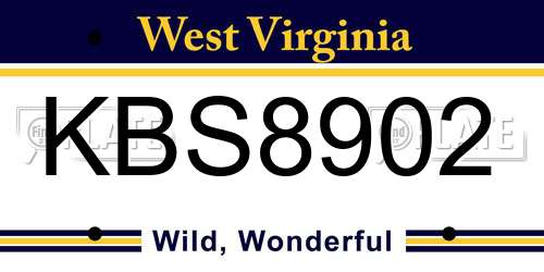 KBS8902 West Virginia License Plate