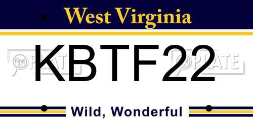 KBTF22 West Virginia License Plate
