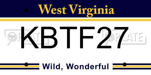KBTF27 West Virginia License Plate
