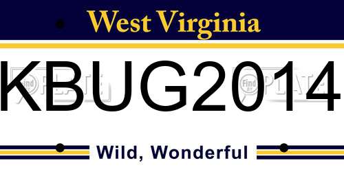 KBUG2014 West Virginia License Plate