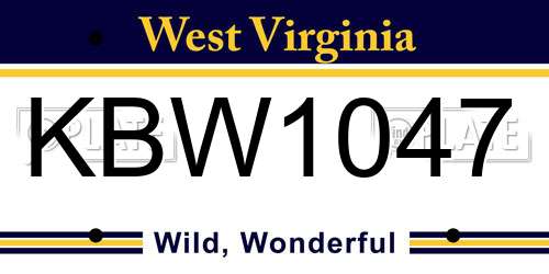 KBW1047 West Virginia License Plate