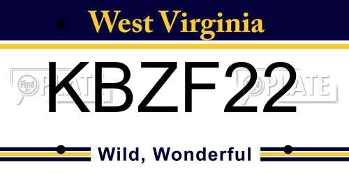 KBZF22 West Virginia License Plate