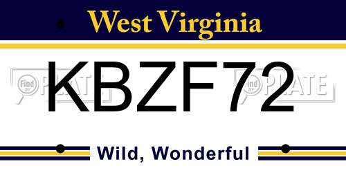 KBZF72 West Virginia License Plate