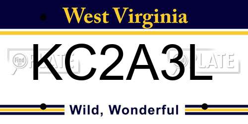 KC2A3L West Virginia License Plate