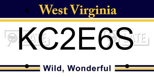 KC2E6S West Virginia License Plate