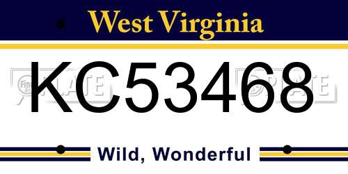 KC53468 West Virginia License Plate
