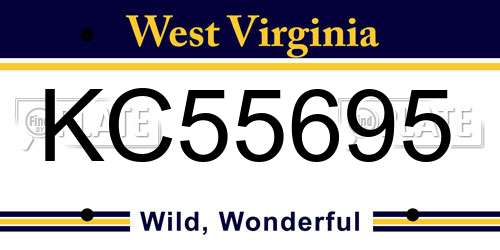 KC55695 West Virginia License Plate