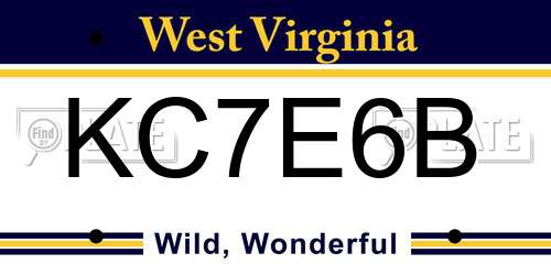 KC7E6B West Virginia License Plate