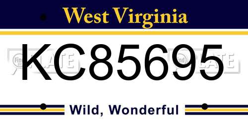 KC85695 West Virginia License Plate