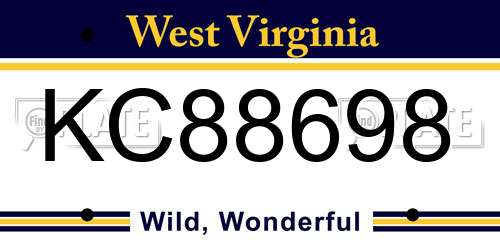 KC88698 West Virginia License Plate