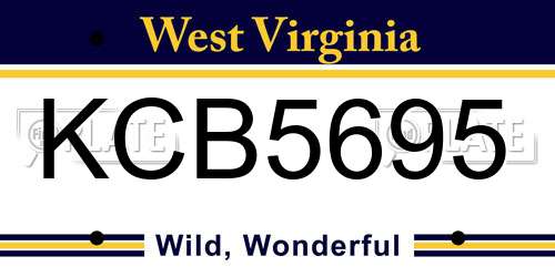 KCB5695 West Virginia License Plate