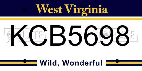 KCB5698 West Virginia License Plate