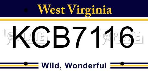 KCB7116 West Virginia License Plate