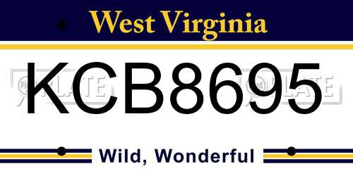 KCB8695 West Virginia License Plate