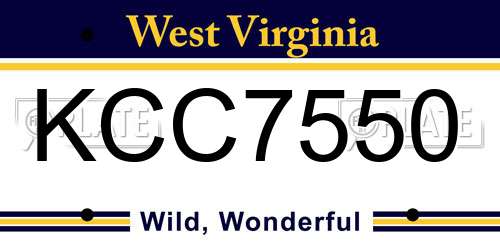 KCC7550 West Virginia License Plate