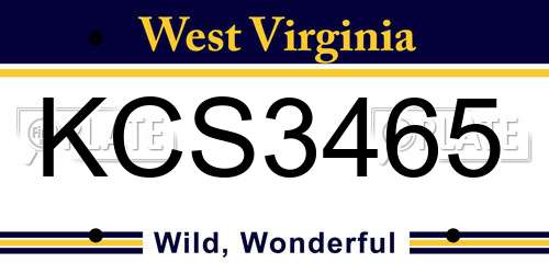 KCS3465 West Virginia License Plate