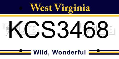 KCS3468 West Virginia License Plate