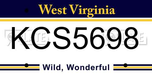KCS5698 West Virginia License Plate
