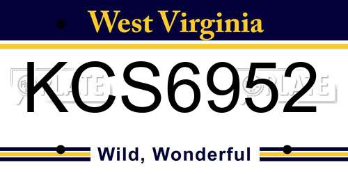 KCS6952 West Virginia License Plate