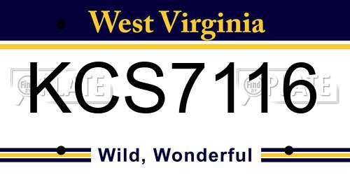 KCS7116 West Virginia License Plate