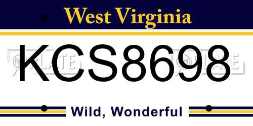 KCS8698 West Virginia License Plate