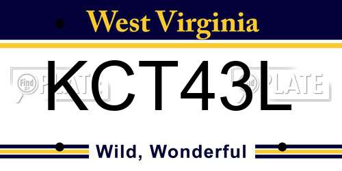 KCT43L West Virginia License Plate