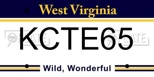 KCTE65 West Virginia License Plate