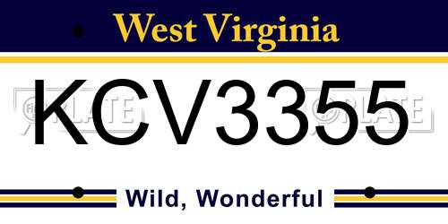 KCV3355 West Virginia License Plate