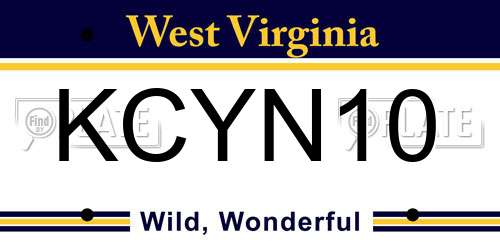 KCYN10 West Virginia License Plate