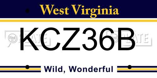 KCZ36B West Virginia License Plate