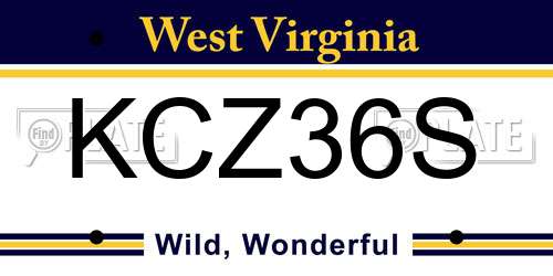 KCZ36S West Virginia License Plate