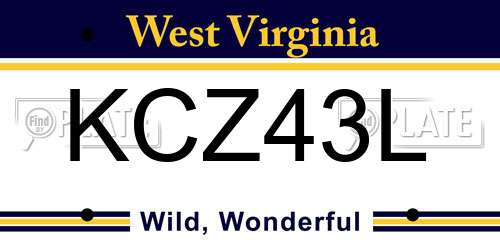 KCZ43L West Virginia License Plate