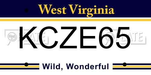 KCZE65 West Virginia License Plate