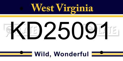 KD25091 West Virginia License Plate