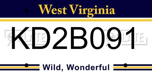 KD2B091 West Virginia License Plate