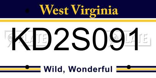 KD2S091 West Virginia License Plate