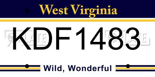 KDF1483 West Virginia License Plate
