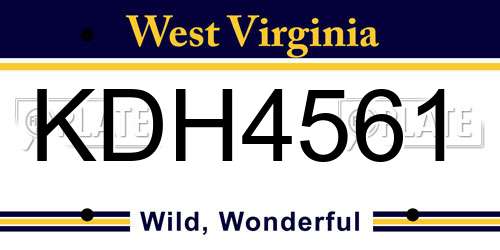 KDH4561 West Virginia License Plate
