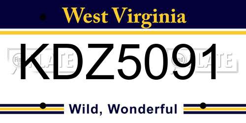 KDZ5091 West Virginia License Plate